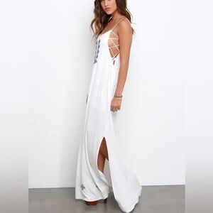 Gentle Fawn Maui Ivory Embroidered Bohemian Maxi Dress Size S